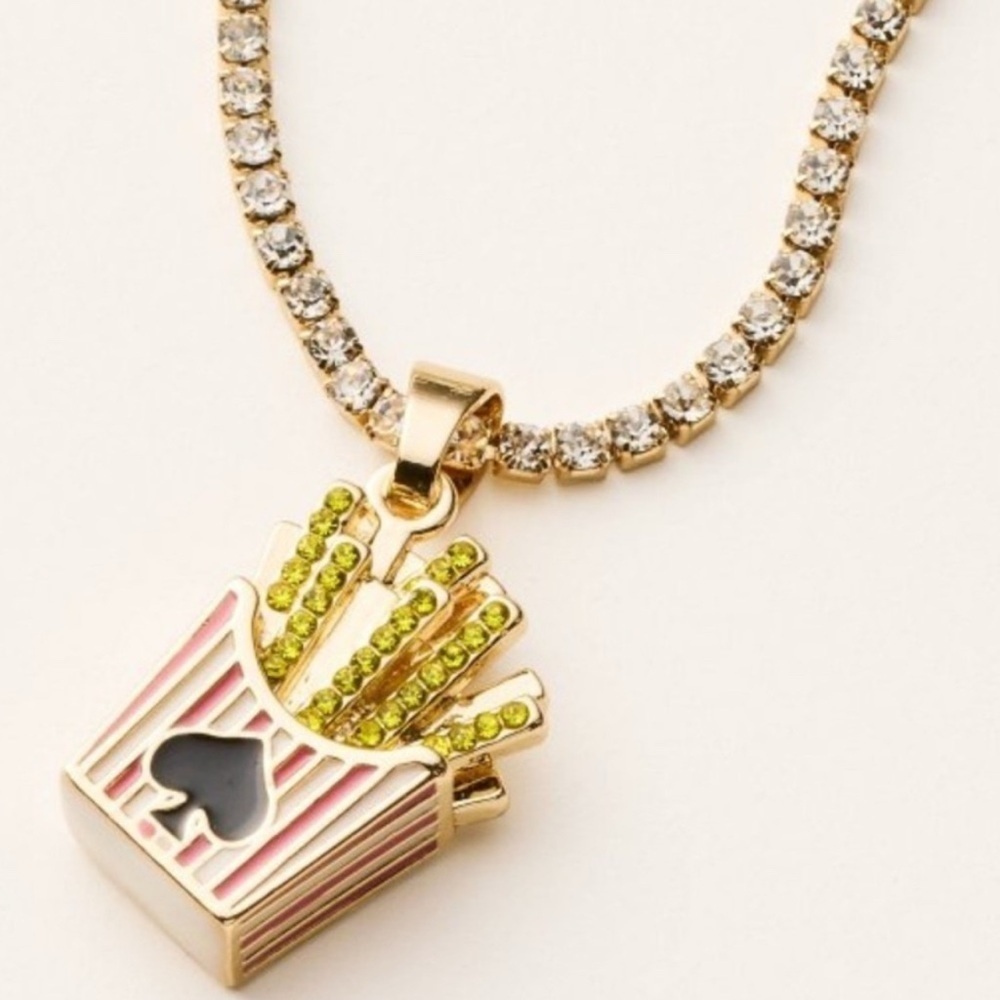 Kate Spade Gold and Pink Fries Pendant Necklace